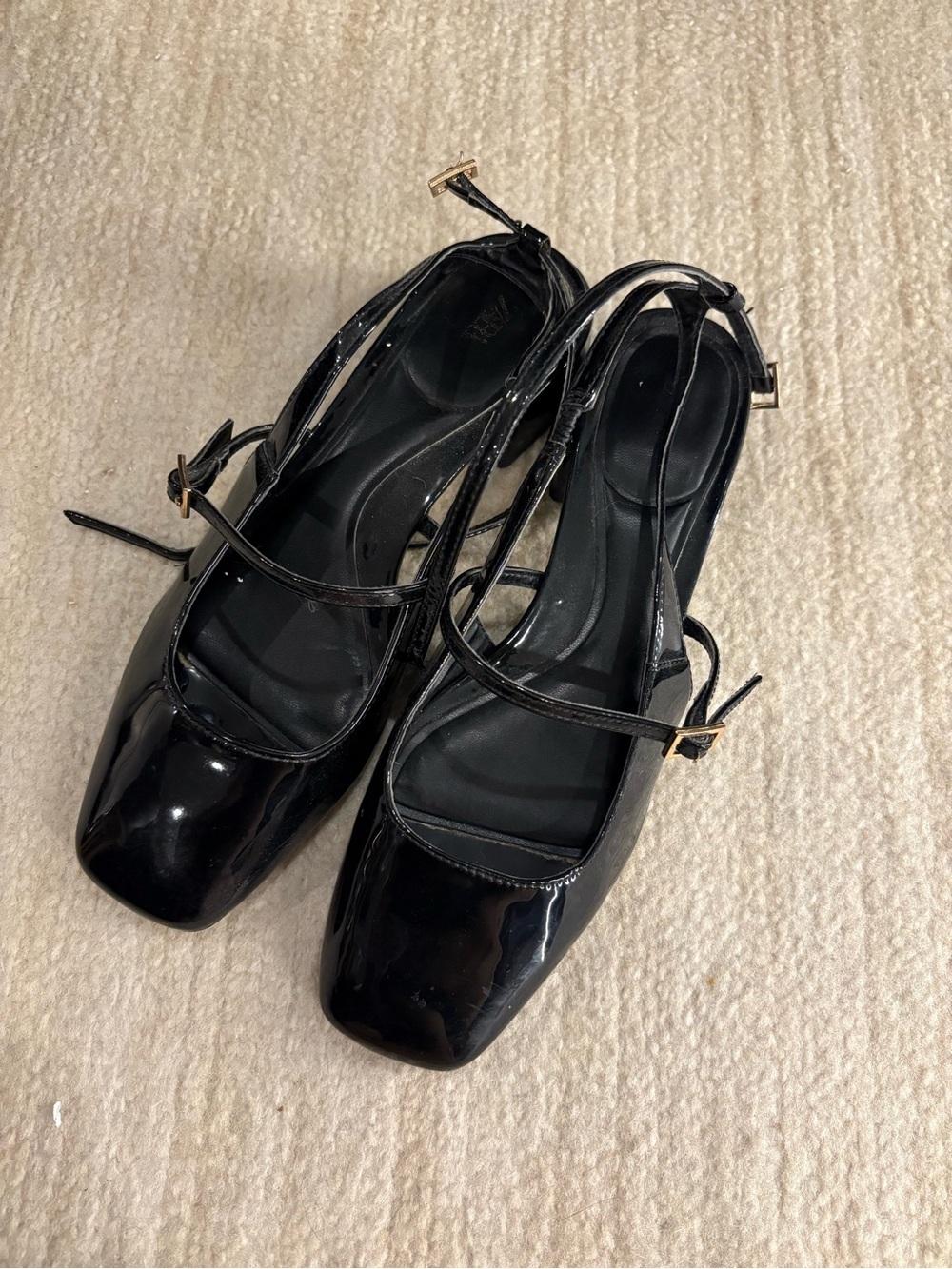 zara Patent Leather Ankle-Strap Block Heel Pumps - Black - Picture 3 of 4